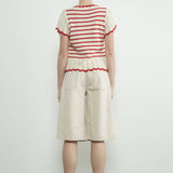 MAS3129 STRIPED CROCHET S/S SWEATER