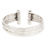 Hammered Silver 7 Line Cuff Bracelet