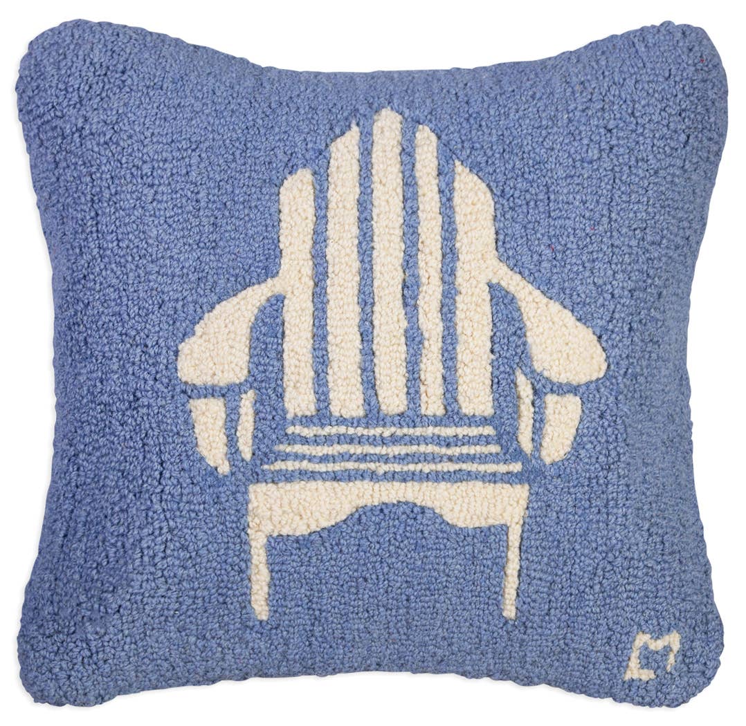 Adirondack Chair on Blue Wool Pillow
