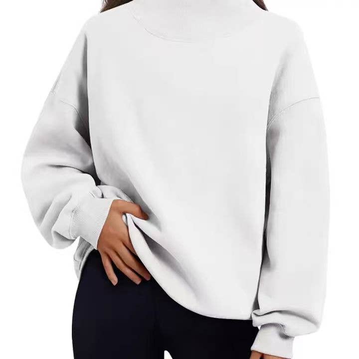 Oversized Mock Neck Top Sweatshirt