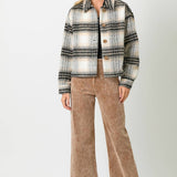 60367 Plaid Printed Jacket