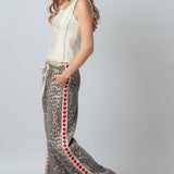 Leopard Print Heart Side Stripe Lounge Pants
