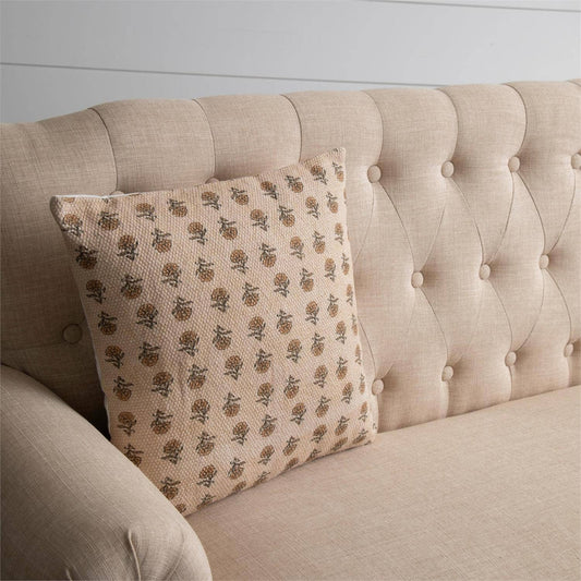 Mustard Floral Print Throw Pillow