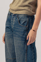 Light Dirty Wash Barrel Leg Jeans