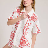Embroidered Paisley Top
