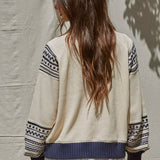 Navy & Off-White Turtleneck Pullover