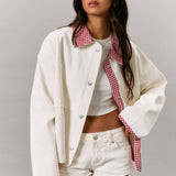 JACKET WITH GINGHAM CONTRAST
