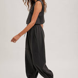 Drawstring Waist Sleeveless Jumpsuit