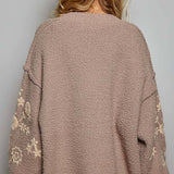 Bohemian Vintage Floral Embroidered Knit Cardigan Sweater