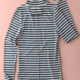 Striped Turtleneck Knit Top