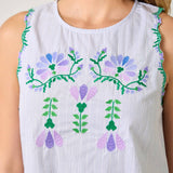 71071 Embroidered Pinstripe Tank Blouse