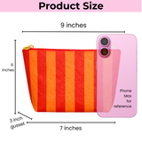 Preppy stripe pouch + cosmetic bag orange & red tyvek