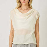 61197 Velvet Cowl Neck Top