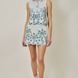 71099 Embroidered Eyelet Washed Skort