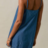 LACE TRIM SPAGHETTI SHIFT MINI DRESS