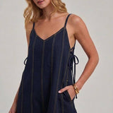 GAME DAY TWILL COLOR DENIM CASUAL SUMMER CHEER UP ROMPER