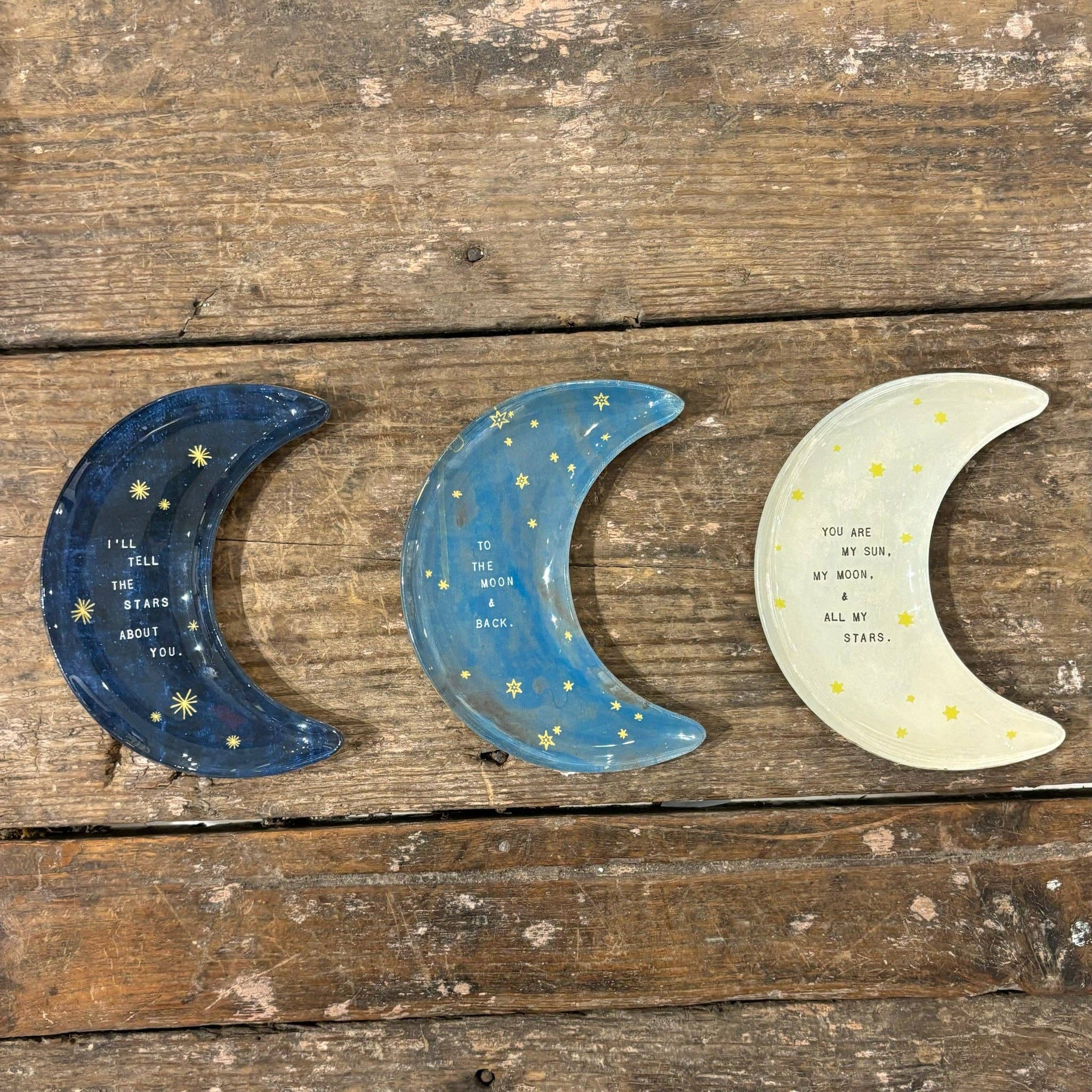 "I'll Tell The Stars About You" Small Moon Decoupage Plate