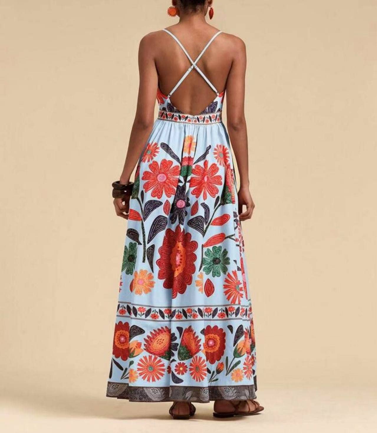 Bohemian Colorful Print Slip Dress