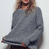 Ribbed Knit Sweater & Hooded Scarf Set
