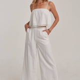 EYELET LACE CROPPED CAMI TOP AND WIDE LEG PANTS SUMMER SET