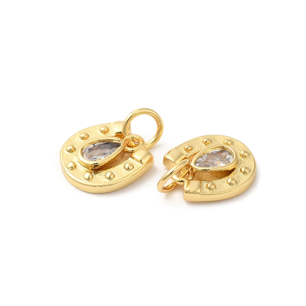 Gold Studded Horseshoe Charm