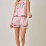 71071 Embroidered Pinstripe Tank Blouse