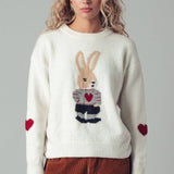 Bunny Motif Heart Sweater