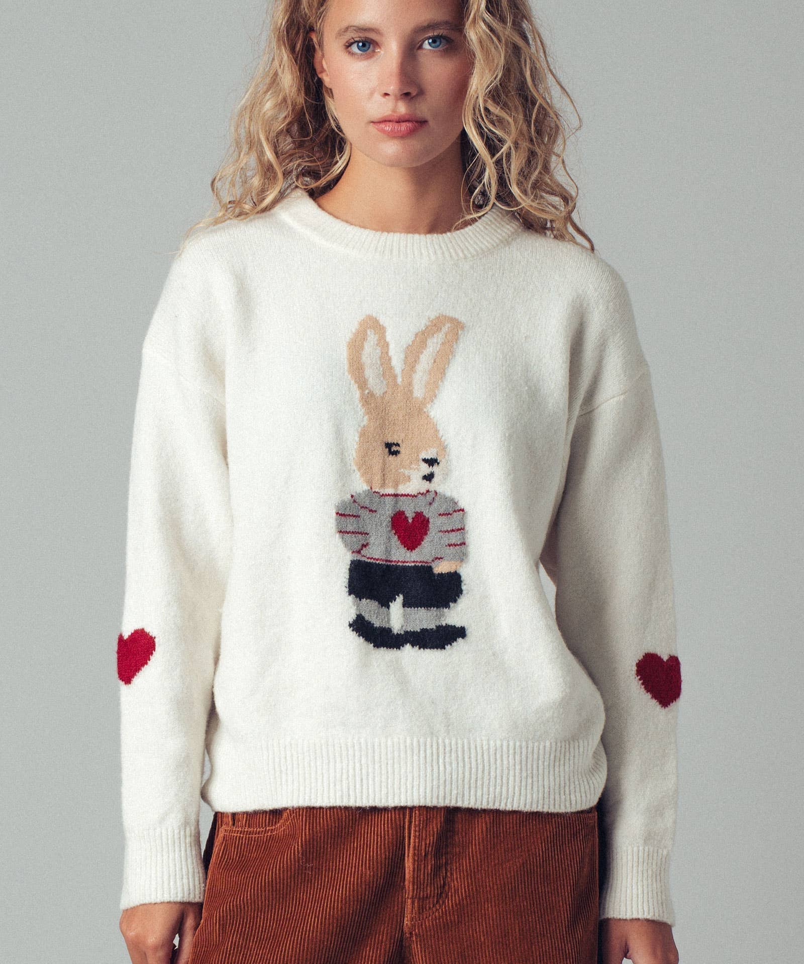 Bunny Motif Heart Sweater