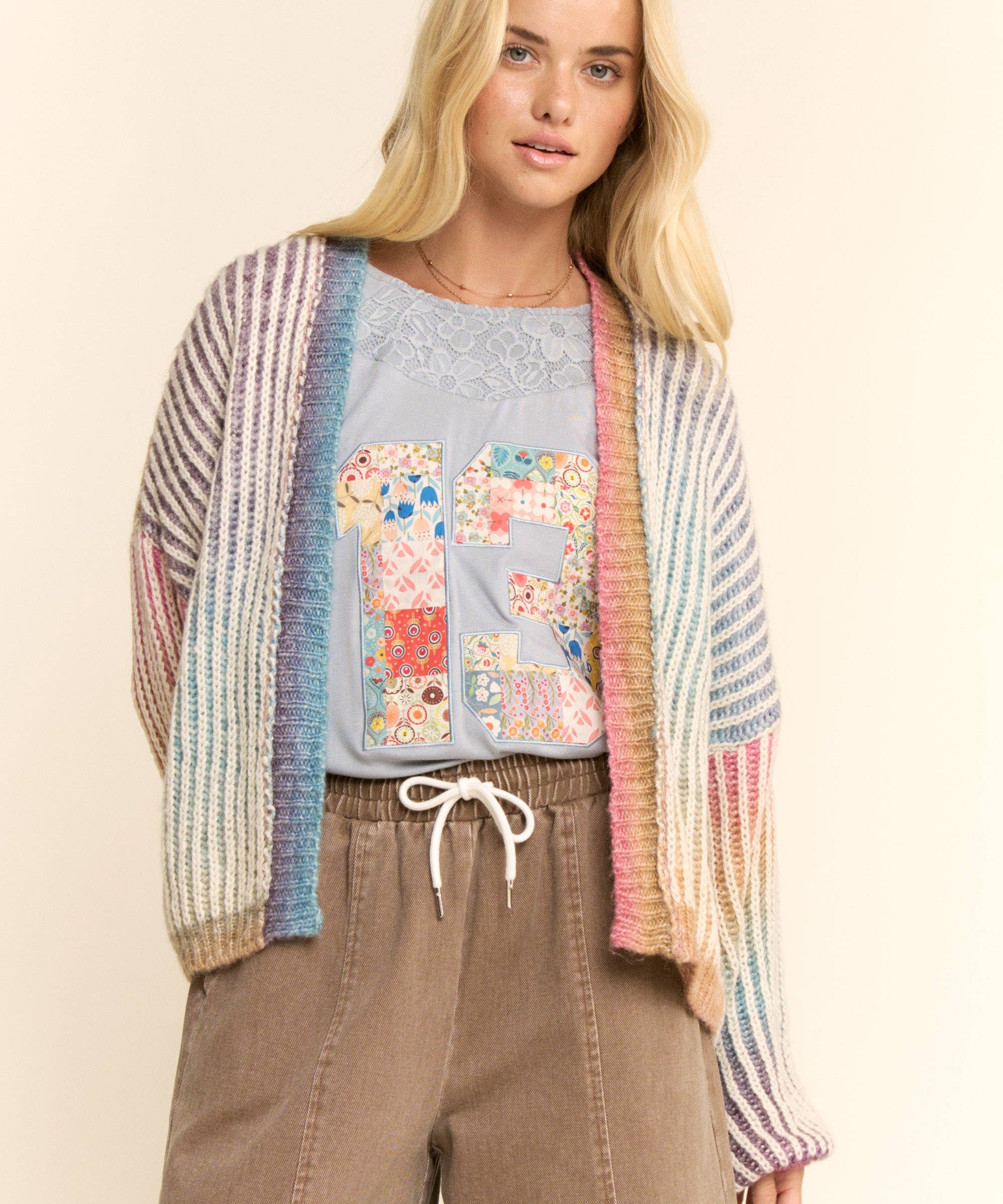 Pastel Rainbow Stripe Cardigan