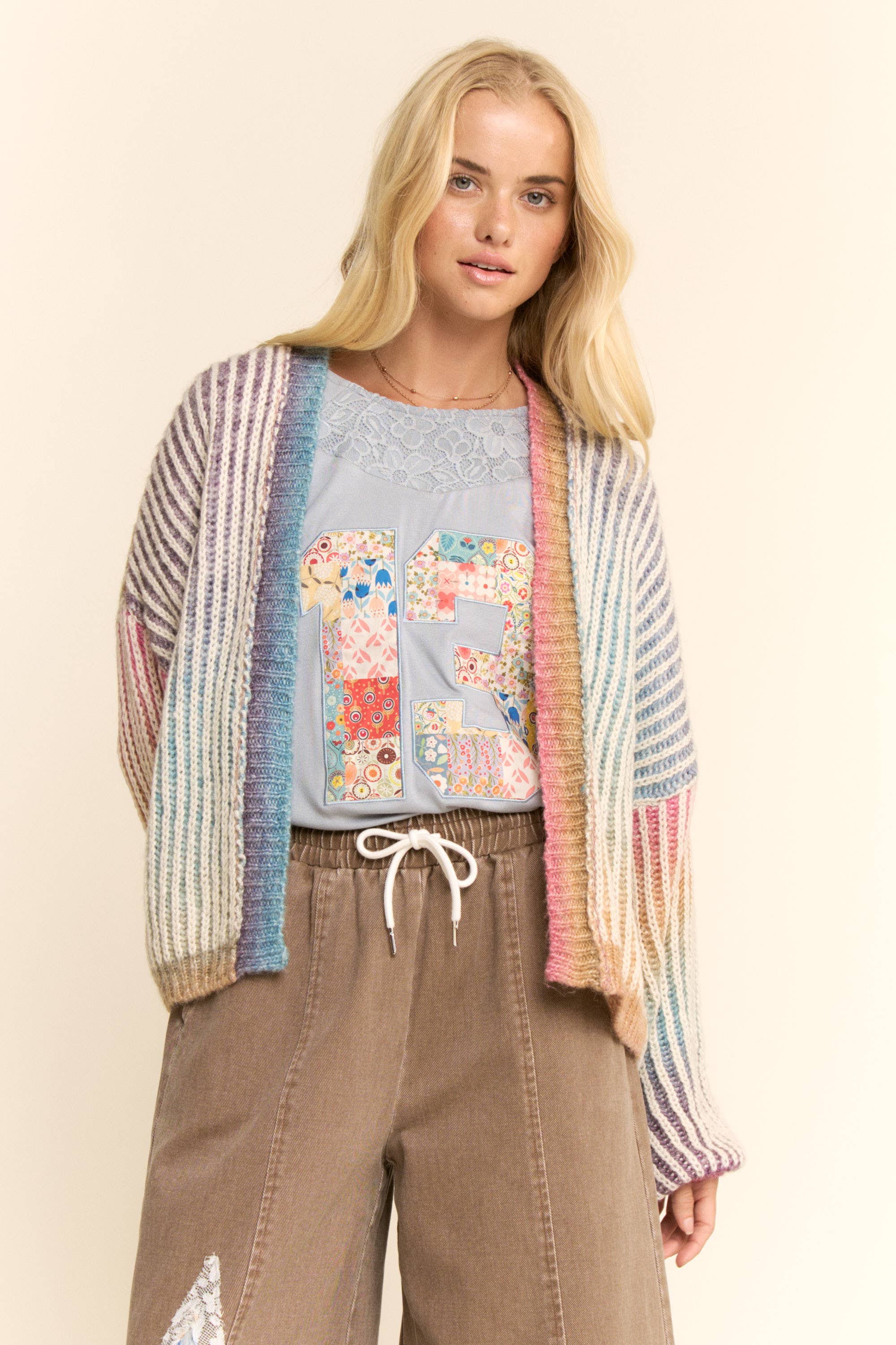 Pastel Rainbow Stripe Cardigan