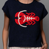 Coastal Lobster Intarsia Knit Top