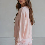 W2536 | Knit Polyester Acrylic Sweater Crew Neck Cardigan