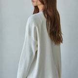 Deep V-Neck Cotton Knit Sweater