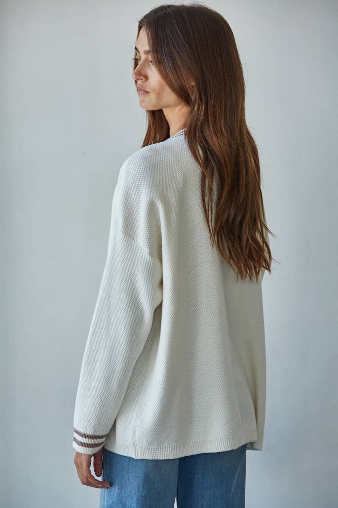 W2214 | Knit Sweater Cotton Deep V-Neck Long Sleeve Pullover