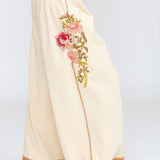 Time To Shine Denim Pants - Cream | Wide Leg Floral Slacks