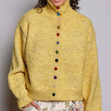 Chic Collar Button Knit Cardigan Cozy Oversized Sweater SALE