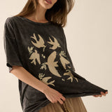 Vintage Birds Oversized Graphic Tee