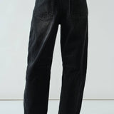 AJP5114 EMBROIDERED DETAIL COTTON BARREL PANTS