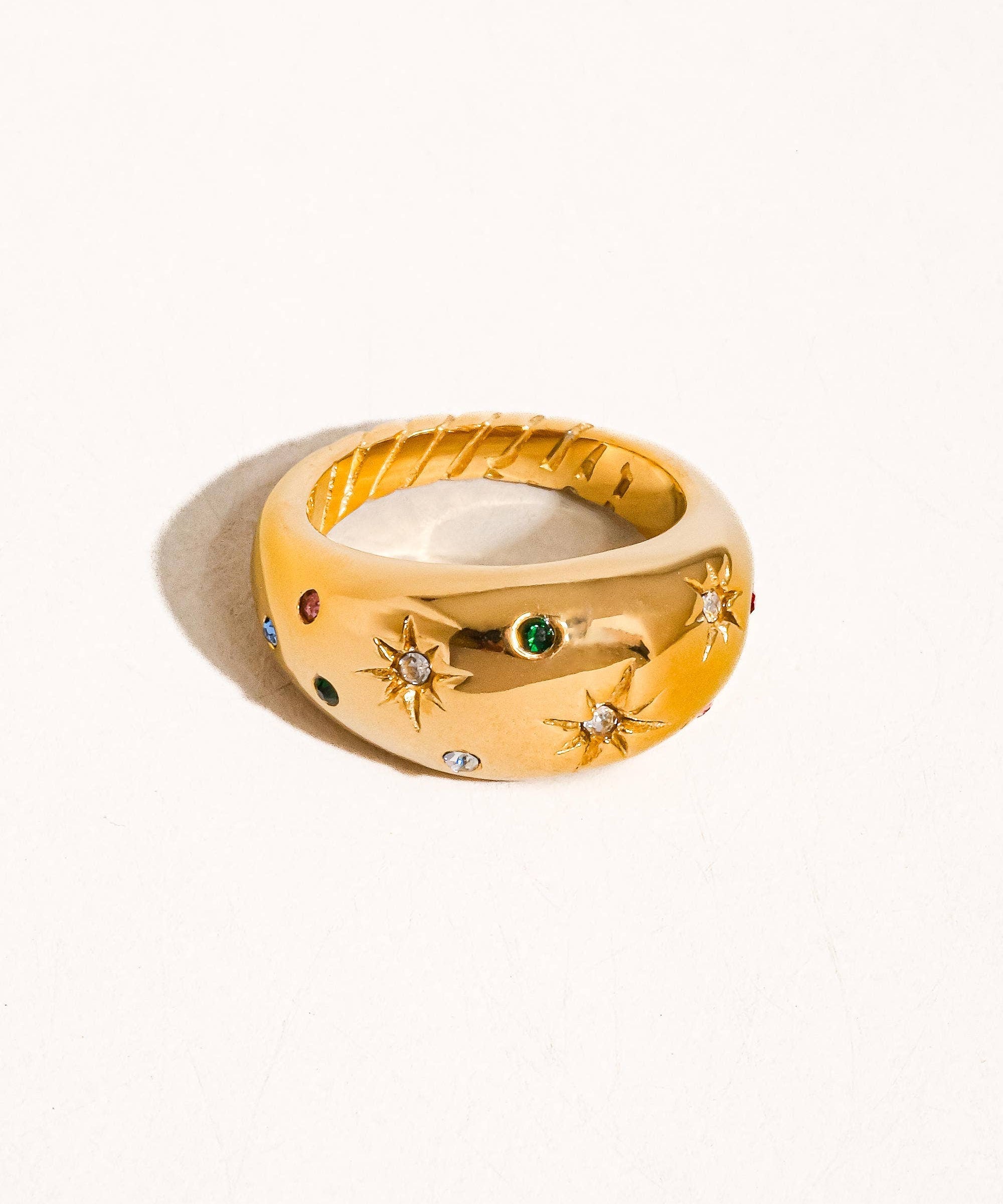 Angela 18K Gold Non-Tarnish Star Dome Ring