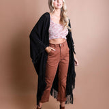 Open Work Frayed Border Bohemian Ruana