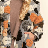 Chunky Embroidered Flower Coat