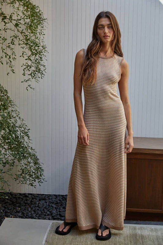 Knit Striped Maxi Sweater Dress