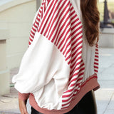 Thick Striped Fleece Hoodie