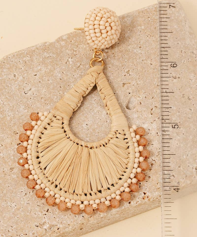 Beaded And Braided Tear Dangle Earrings