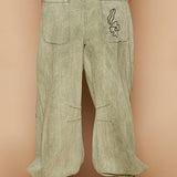 Floral Embroidered Twill Pants