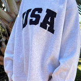 Pearl Grey Navy Blue Polka Dot USA Mockneck Sweatshirt