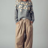 Daisy Embroidered Floral Knit Sweater