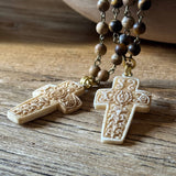 Carved Bone Cross Necklace
