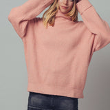 Relaxed Waffle Knit High Neck Sweater