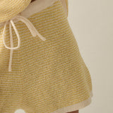 Striped Knit Wide-Leg Drawstring Sweater Shorts